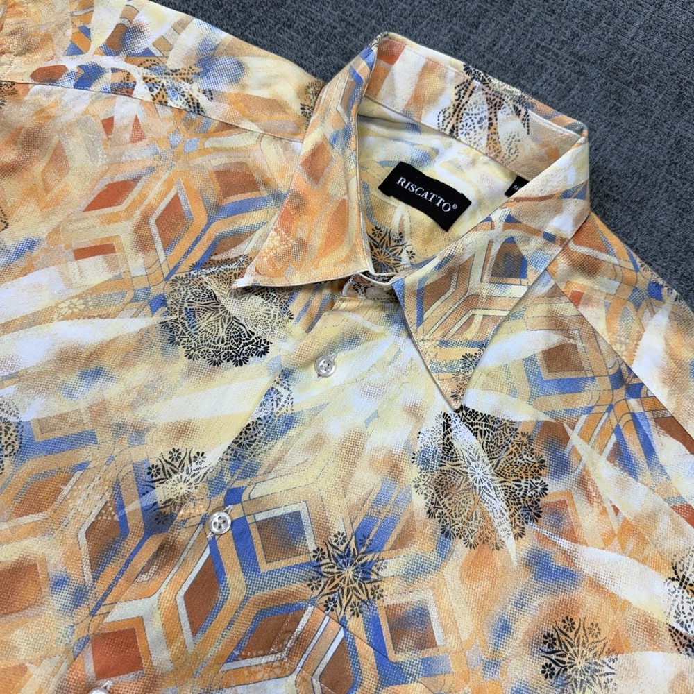 Riscatto Shirt‎ Mens XL Multicolor Geometric Abstract Button Up Y2K Retro